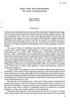 大脑、思维和意识：——卡尔·普里布拉姆 (Karl Pribram)